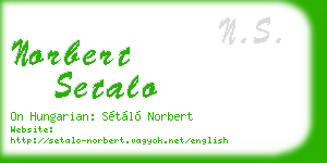 norbert setalo business card