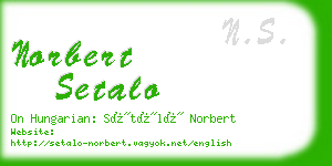 norbert setalo business card